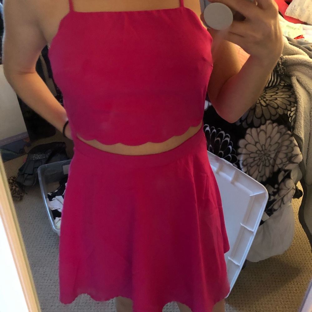 Scalloped cut out dress